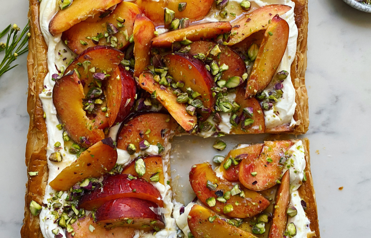 Peach, Pistachio & Honey Tart