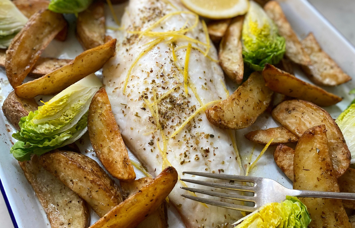 Tray Baked Fish and Chips